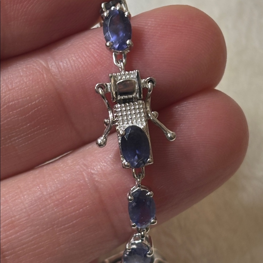 Genuine Iolite Tennis Bracelet 925 Sterling Silver 7.10 CTW - Picture 3 of 7